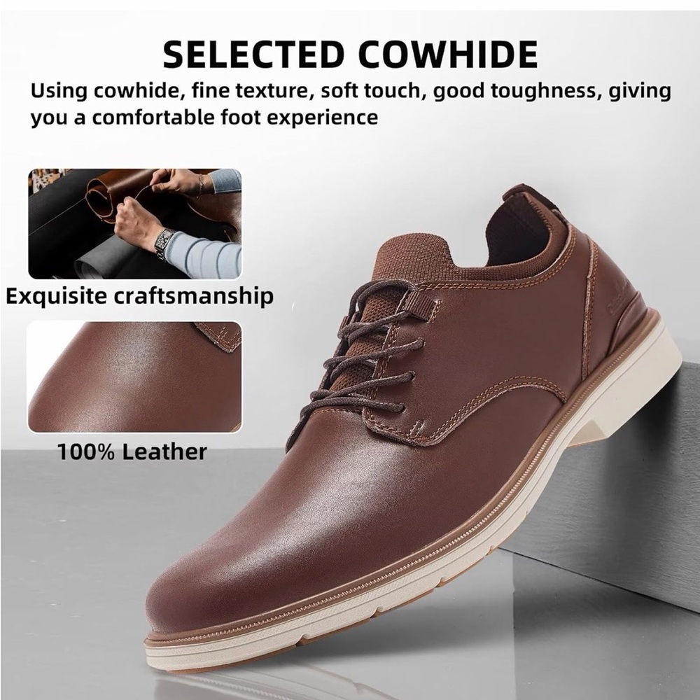 New-Orthopedic Leather Dress Shoes: Arch Support Plantar Fasciitis Walking - Picture 4 of 12